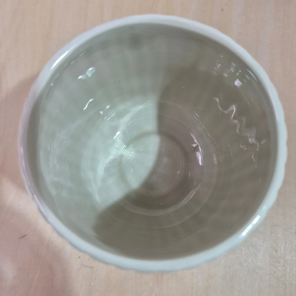 Vintage 1975 Fitz and Floyd Seashell Pedestal Goblet‎ White Ribbed Ceramic Japan